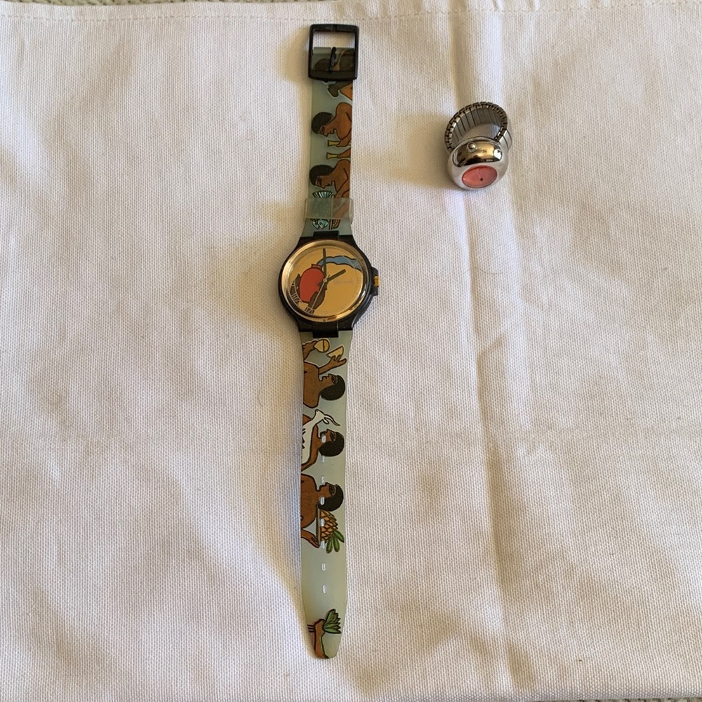 Harrods Artistic Egyptian designed Watch and Coral Ring Set